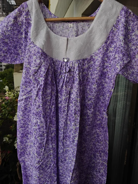 Purple Floral Nighty — purple nighty by Alankaara by Nisha