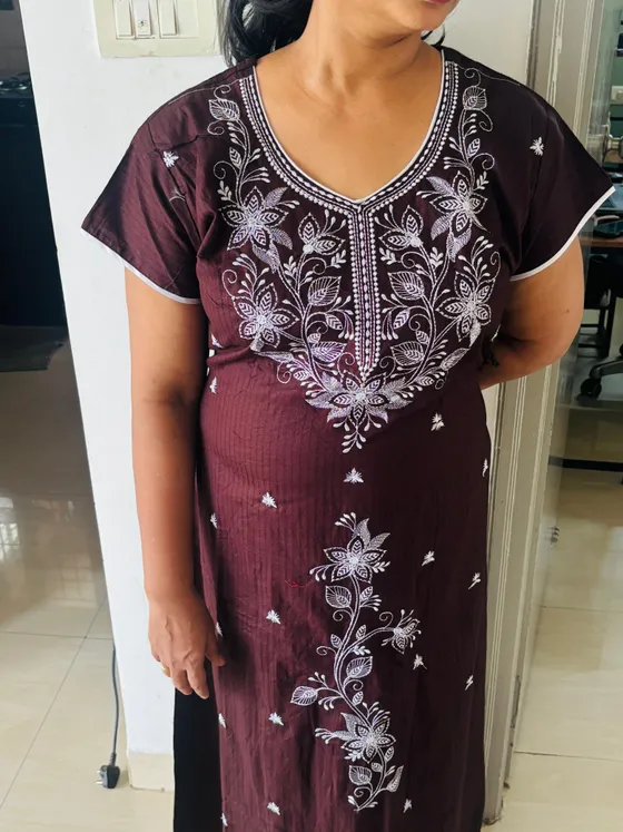 Brown Embroidery Nighty — brown nighty by Alankaara by Nisha (view 2)