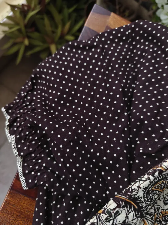 Brown kalamkari frock nighty — Maroon frock nighty by Alankaara by Nisha