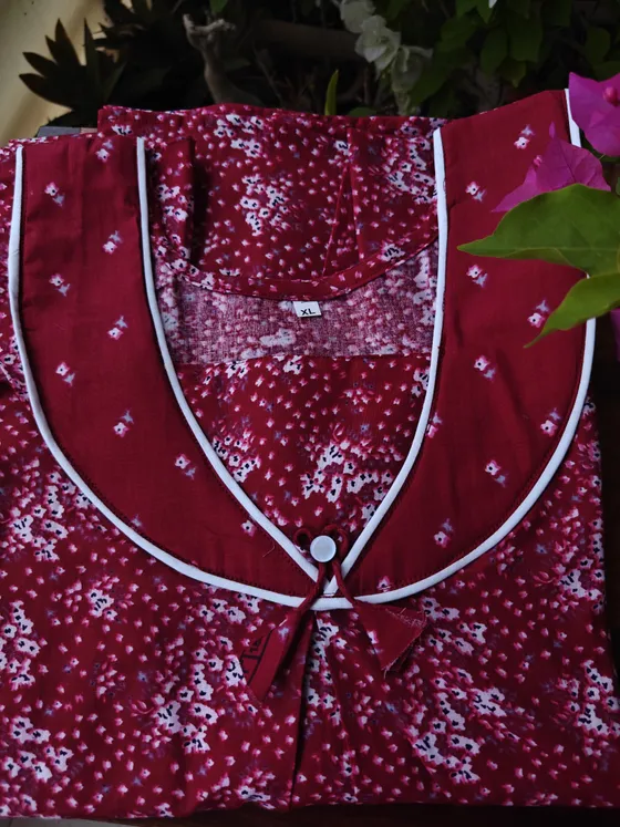 Maroon simple Nighty — Maroon nighty by Alankaara by Nisha