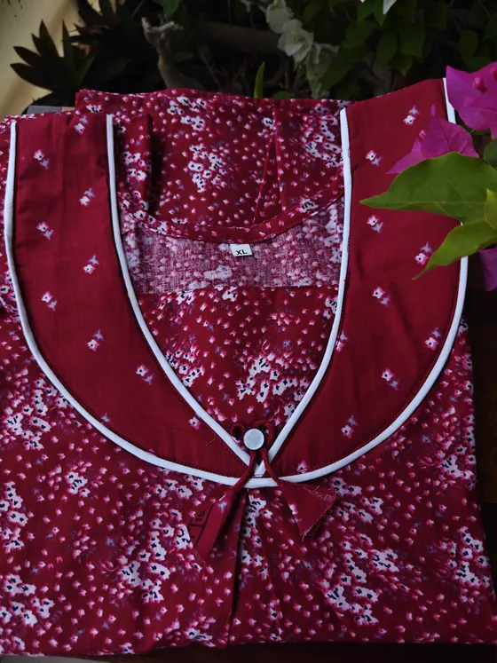 Maroon simple Nighty — Maroon nighty by Alankaara by Nisha (view 2)