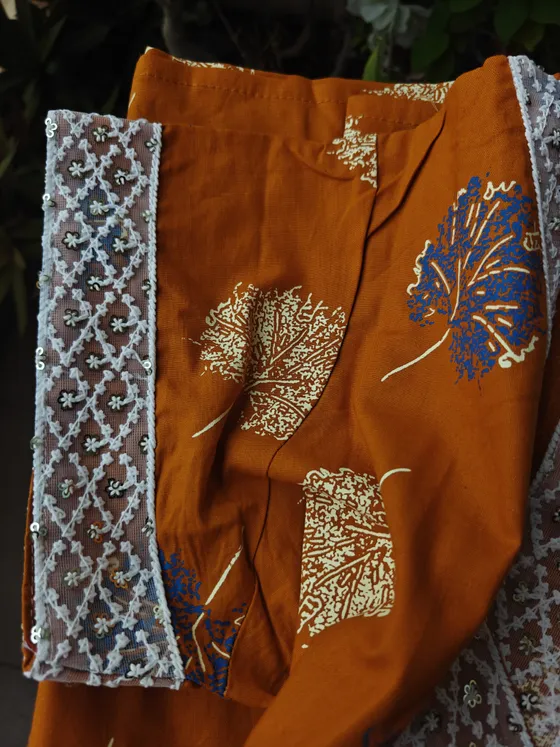 Mango Orange Lace worked Nighty — Orange nighty by Alankaara by Nisha (view 2)