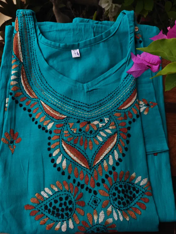 Blue hand embroidery Nighty — Blue nighty by Alankaara by Nisha (view 2)