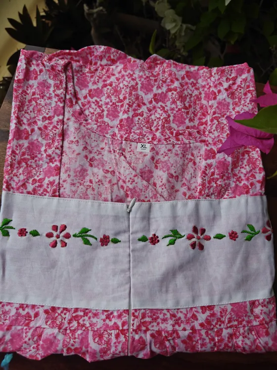 Pink embroidery Frock nighty — Pink frock nighty by Alankaara by Nisha