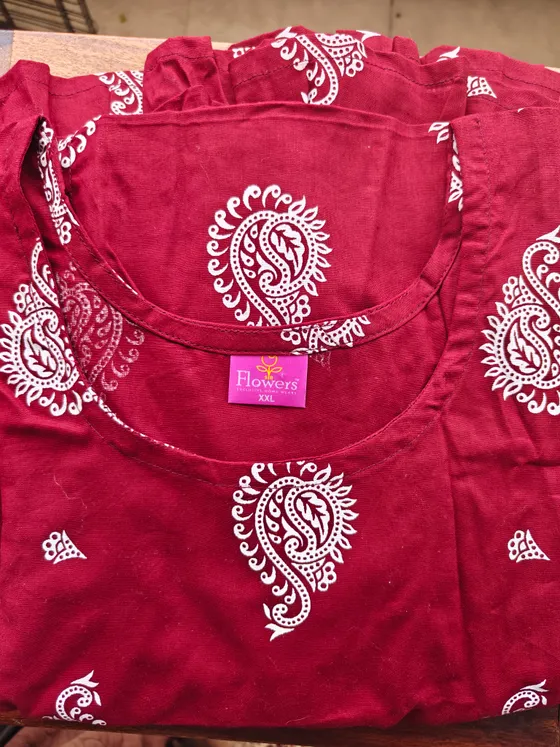 Maroon Paisley Printed  Frock Nighty — Maroon frock nighty by Alankaara by Nisha (view 2)