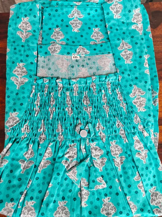 Blue Floral Printed Smoky Nighty – Comfortable — Blue nighty by Alankaara by Nisha (view 2)