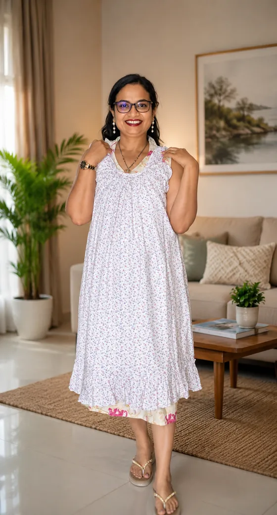 Spaghetti nightdress — frock nighty by Alankaara by Nisha