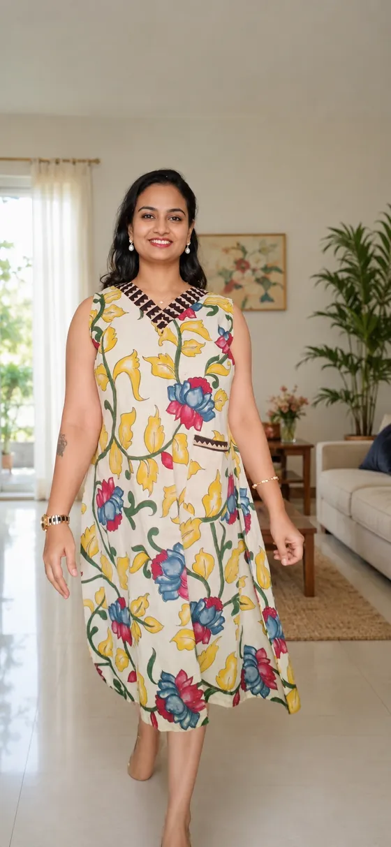Indo-Western Cotton Dress — yellow kurti by Alankaara by Nisha